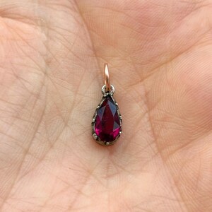 Antique Victorian Silver And 9ct Rose Gold Ruby / Garnet Paste Pie Crust Charm Pendant
