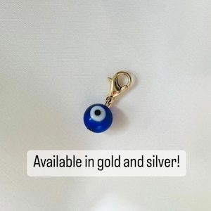 Lucky Evil Eye Clip On Charm, Gold or Silver Clasp, Protection Charm, Evil Eye Keyring, Lucky Charm