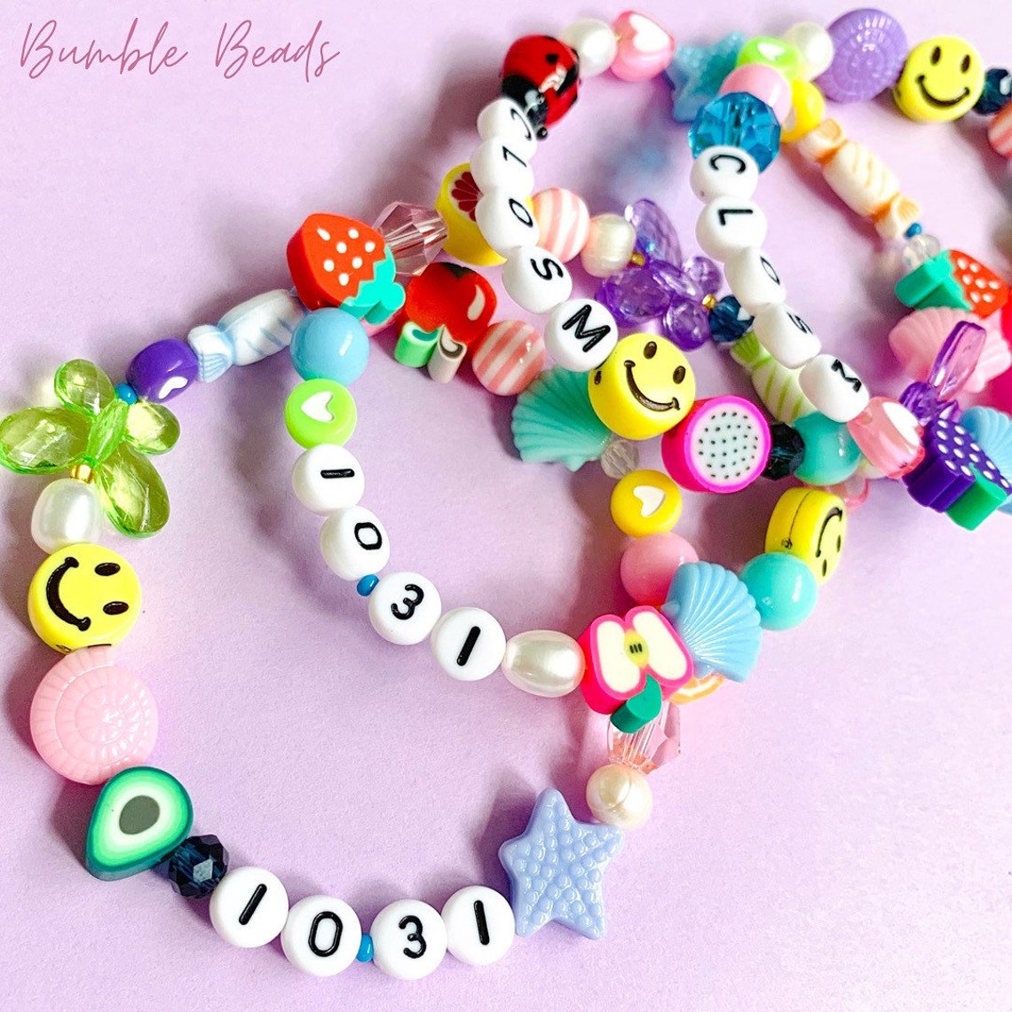 90s Personalised Beaded Bracelet Y2k Personalised Mismatched Etsy