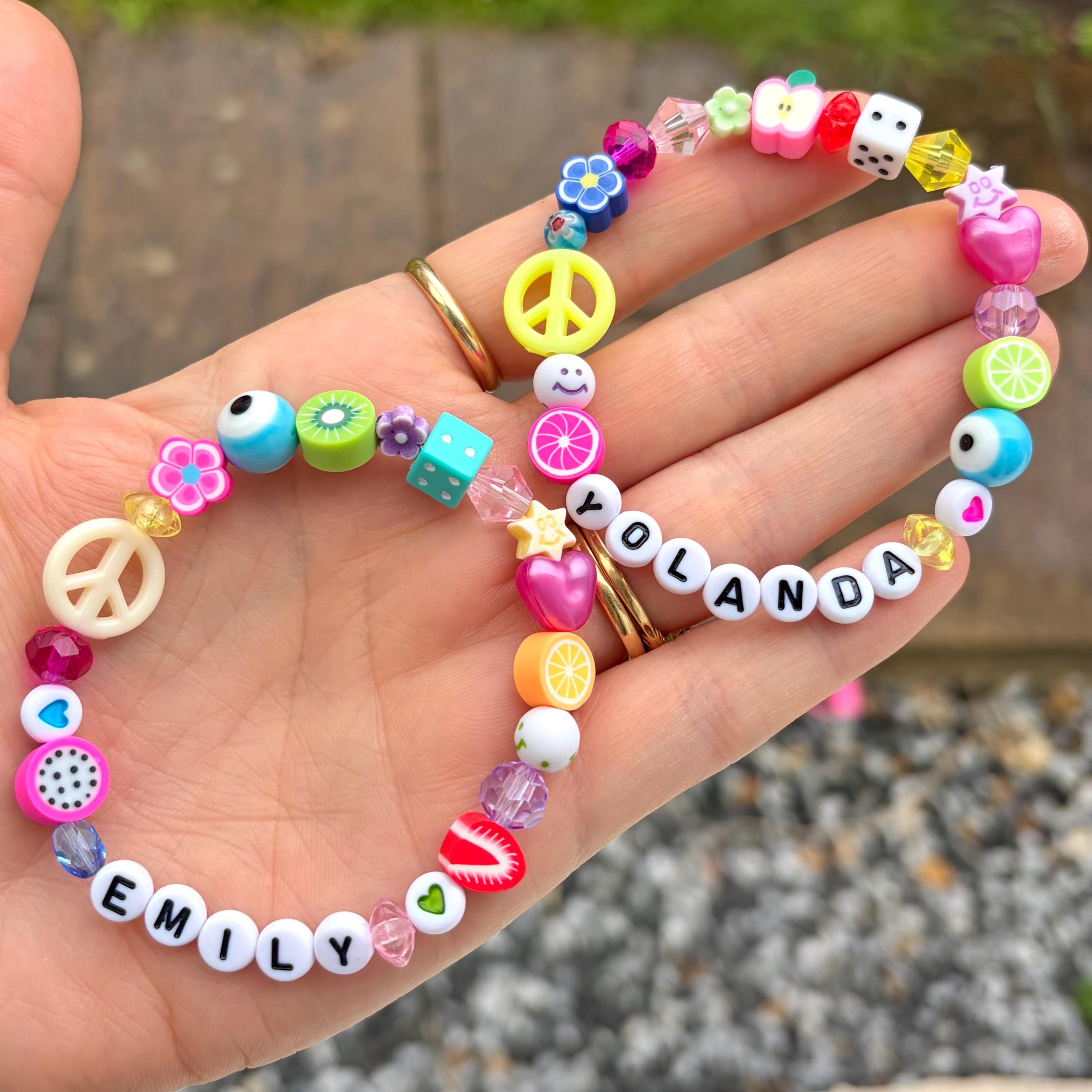Girls Personalised Bracelet, 90s Beaded Bracelets, Y2K Bracelets