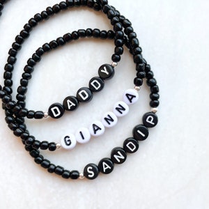 Mens Beaded Bracelets, Sterling Silver Name Bracelet, Stretch Stacking Bracelets, New Daddy, Husband, Best Man Gift, Birthday Gifts for Him