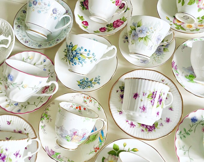 Vintage Teacups and Saucers Sets Mismatched Tea Cups and Etsy