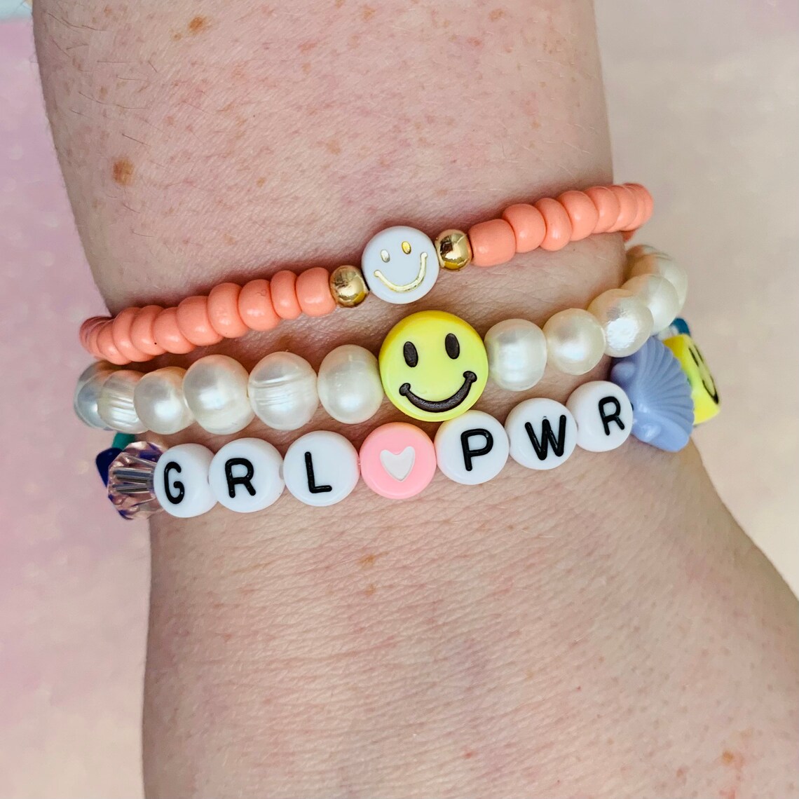 Y2k Girl Power Bracelet 90s Mismatched Bracelet Rainbow Etsy