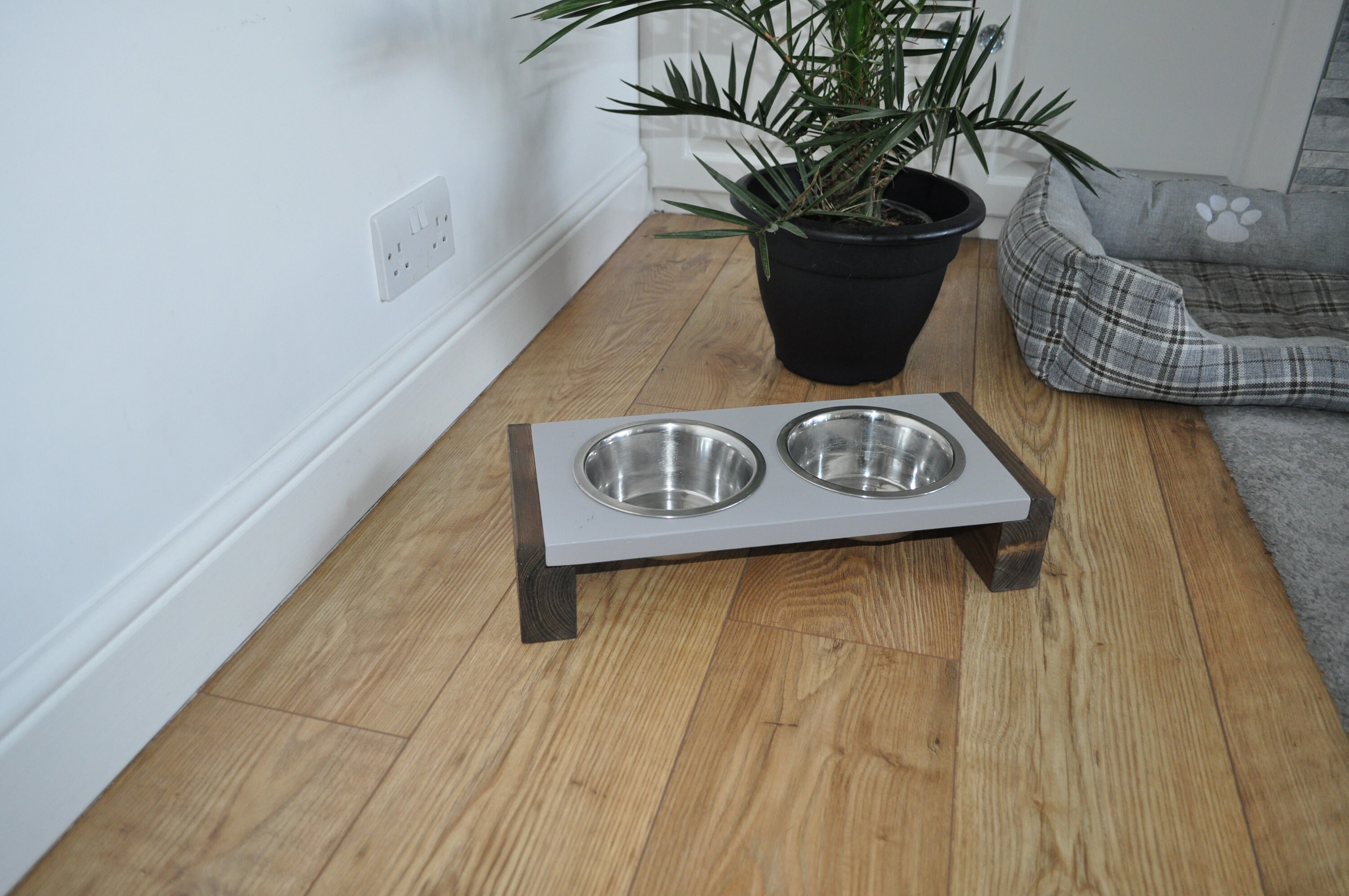 Small Wooden Dog Bowl Feeding Stand Etsy