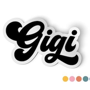 name sticker, waterproof retro vintage sticker, for water bottle, car sticker or party favors, gigi