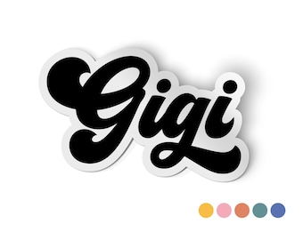 name sticker, waterproof retro vintage sticker, for water bottle, car sticker or party favors, gigi