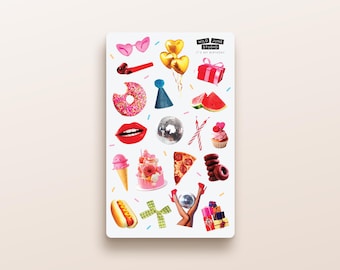 Junk Journal Sticker Sheet | Birthday Stickers | Custom Stickers | PNG Stickers | Coquette Stickers