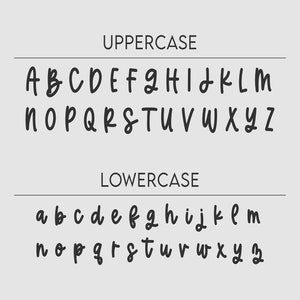 Pu&ograve; includere: Un alfabeto scritto a mano in lettere maiuscole e minuscole. Le lettere sono scritte in uno stile informale e disinvolto.