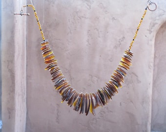 Brown glass statement necklace