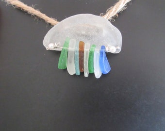 Sea creature sea glass brooch