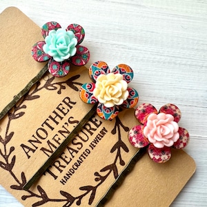 Vintage  Hair Accessories‎ Lot Bobby Pins Flowers Bow Leaves  Rhinestone Bobby Pin GRAB BAG Custom Hairpin Set Choose Your Color  main image 2