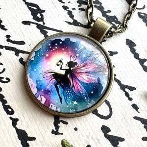 Whimsical Fairy Glass Dome Necklace Antiqued Bronze Pendant Boho Steampunk Charm Enchanted Magical Mythical Jewelry Gift Earthy Jewelry