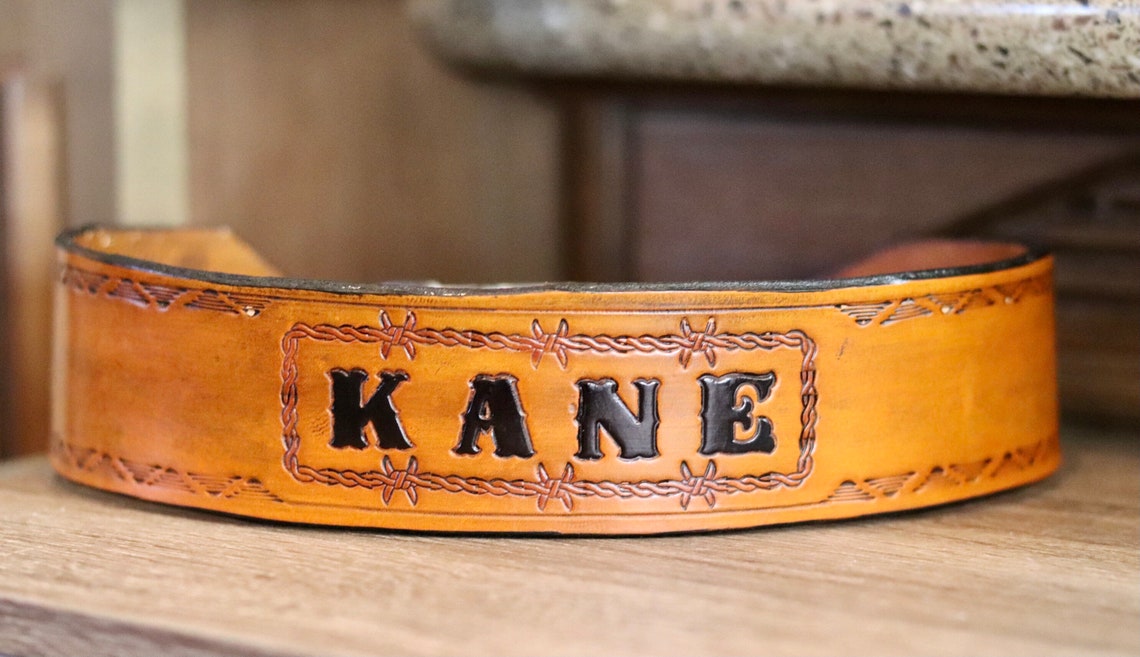 Custom Hand Tooled Leather Dog Collar Etsy