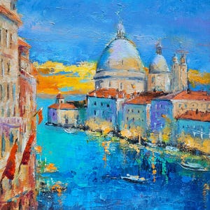 Venice Oil Painting Grand Canal Original Art Landscape Italy Wall Art Miniature Cityscape Artwork