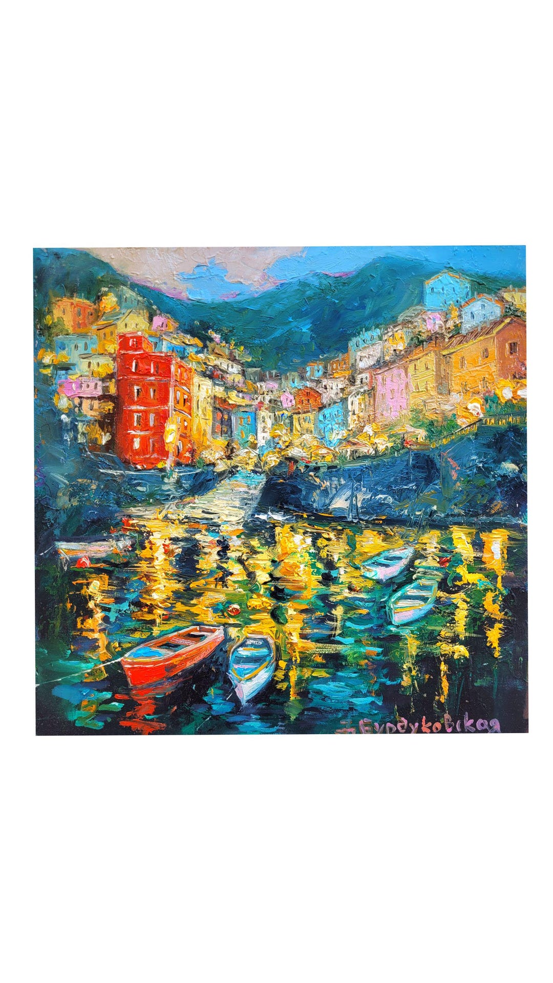 Riomaggiore Italy Oil Painting: Cinque Terre Impasto Art 10x10 In - Etsy