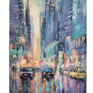 New York Oil Painting Canvas City NYC Original Art Cityscape Artwork Architecture Wall Art