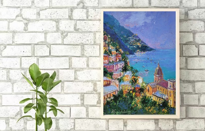 絵画 ポジターノ アマルフィ ポジターノの絵画 アマルフィ海岸の
