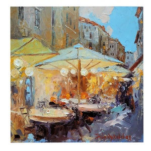 City landscape painting cityscape original art mini architecture wall art Italy artwork