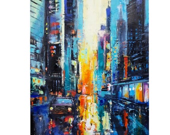 絵画② ニューヨーク　New York マンハッタン　風景画　油絵　2012 油絵 風景画『ニューヨーク、マンハッタンの朝焼け』Eathan作 肉筆1点