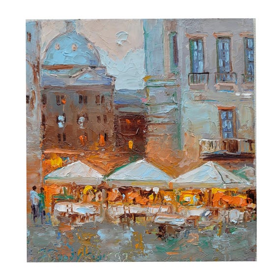 Rome city painting landscape wall decor cityscape original art miniature Italy artwork