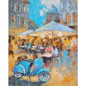 Cityscape Italy Painting Night City Original Art Mini Architecture Wall Art Italian Artwork