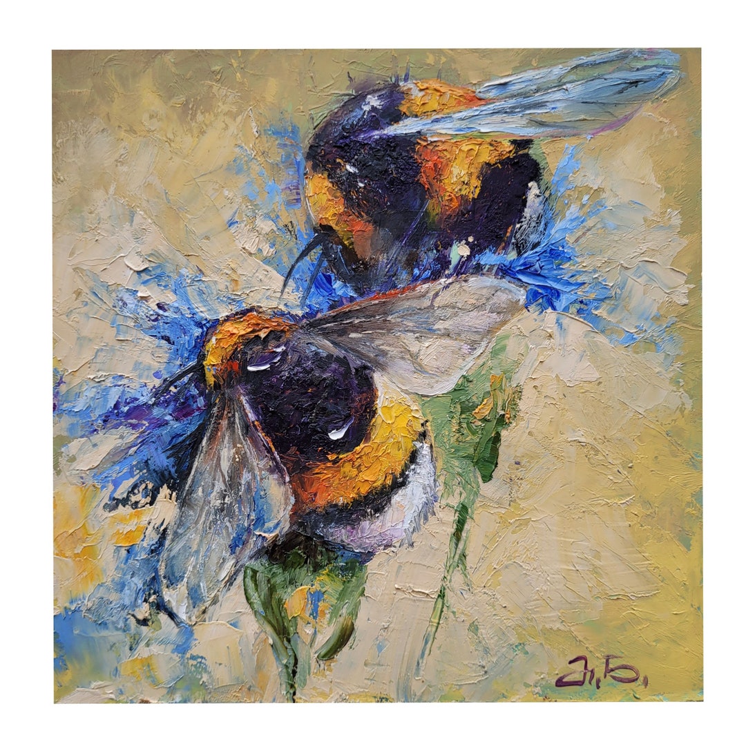 Bumblebee Painting Bee Original Art Honey Bee Wall Art Miniature ...