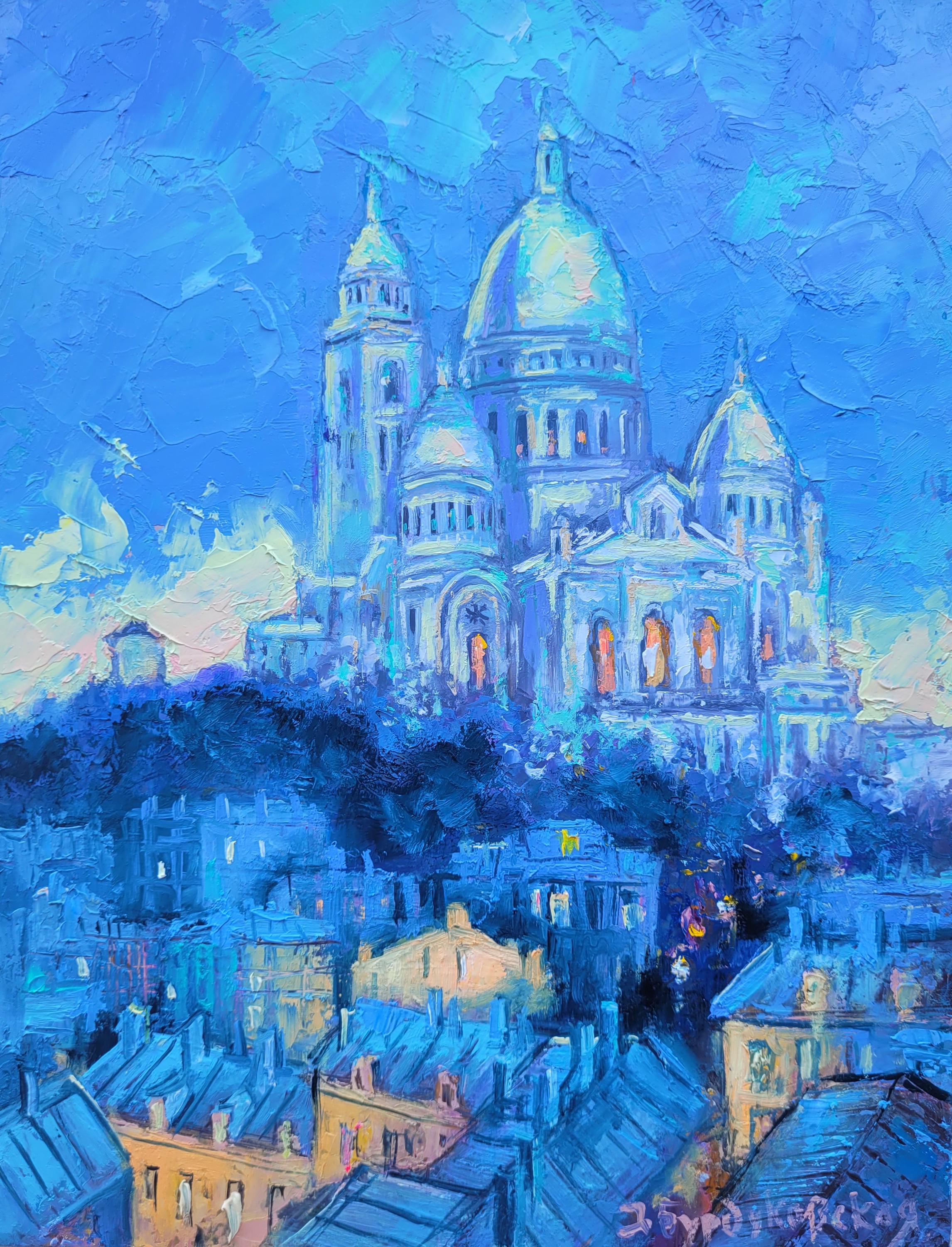 油彩画 風景 巴里 街並 モンマルトル 作者不明 アンティーク 油彩画 風景 巴里 街並 モンマルトル 作者不明 アンティーク