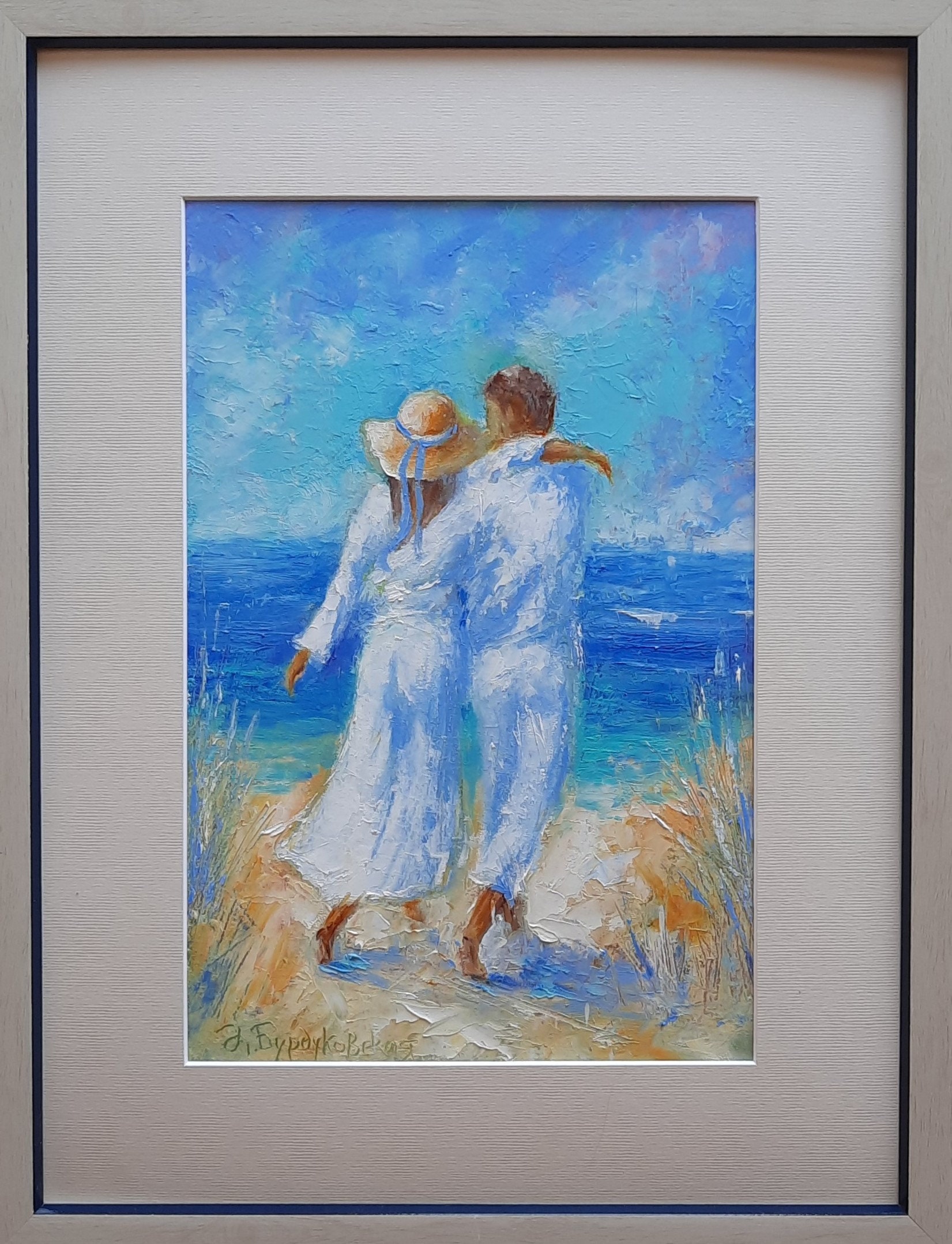 Couple Oil Painting Lovers Original Art Seascape Wall Art - Etsy