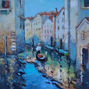 Venice Painting Italy Original Art Architecture Wall Art Cityscape Artwork 8x8 in by NatalyArtUa