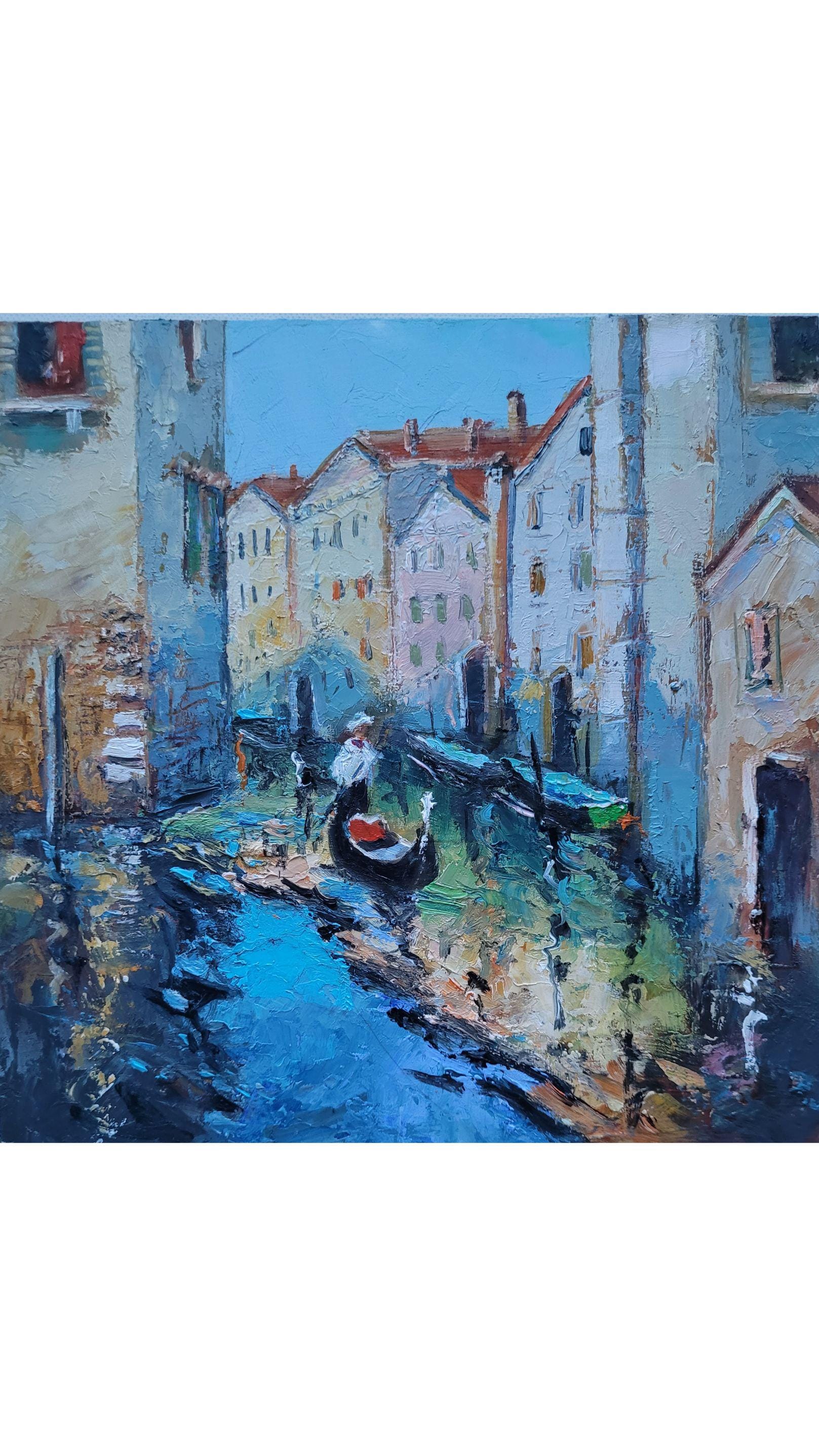 Venice Painting Italy Original Art Architecture Wall Art Cityscape Artwork 8x8 in by NatalyArtUa