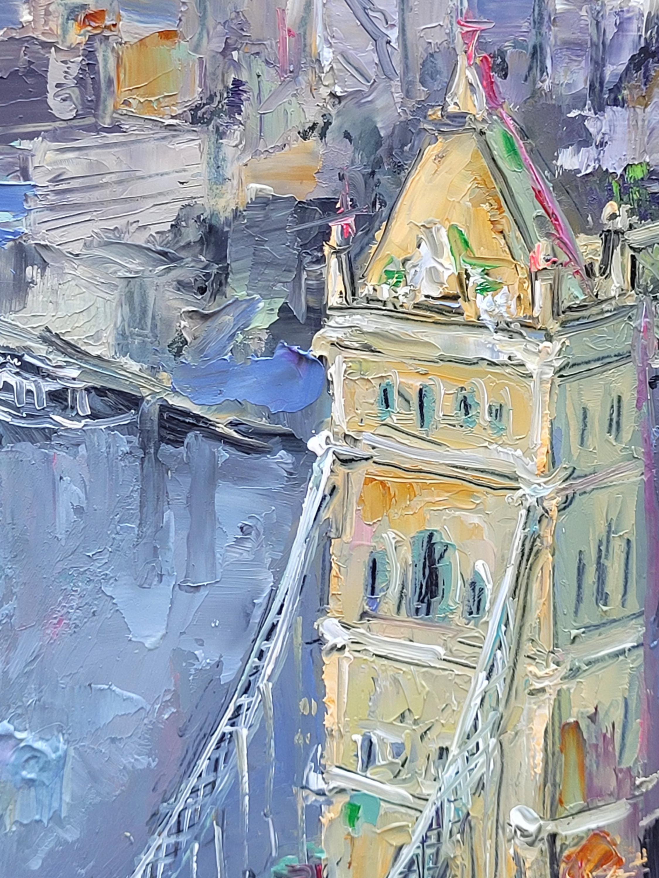 London City Oil Painting Tower Bridge Original Art Landscape Wall