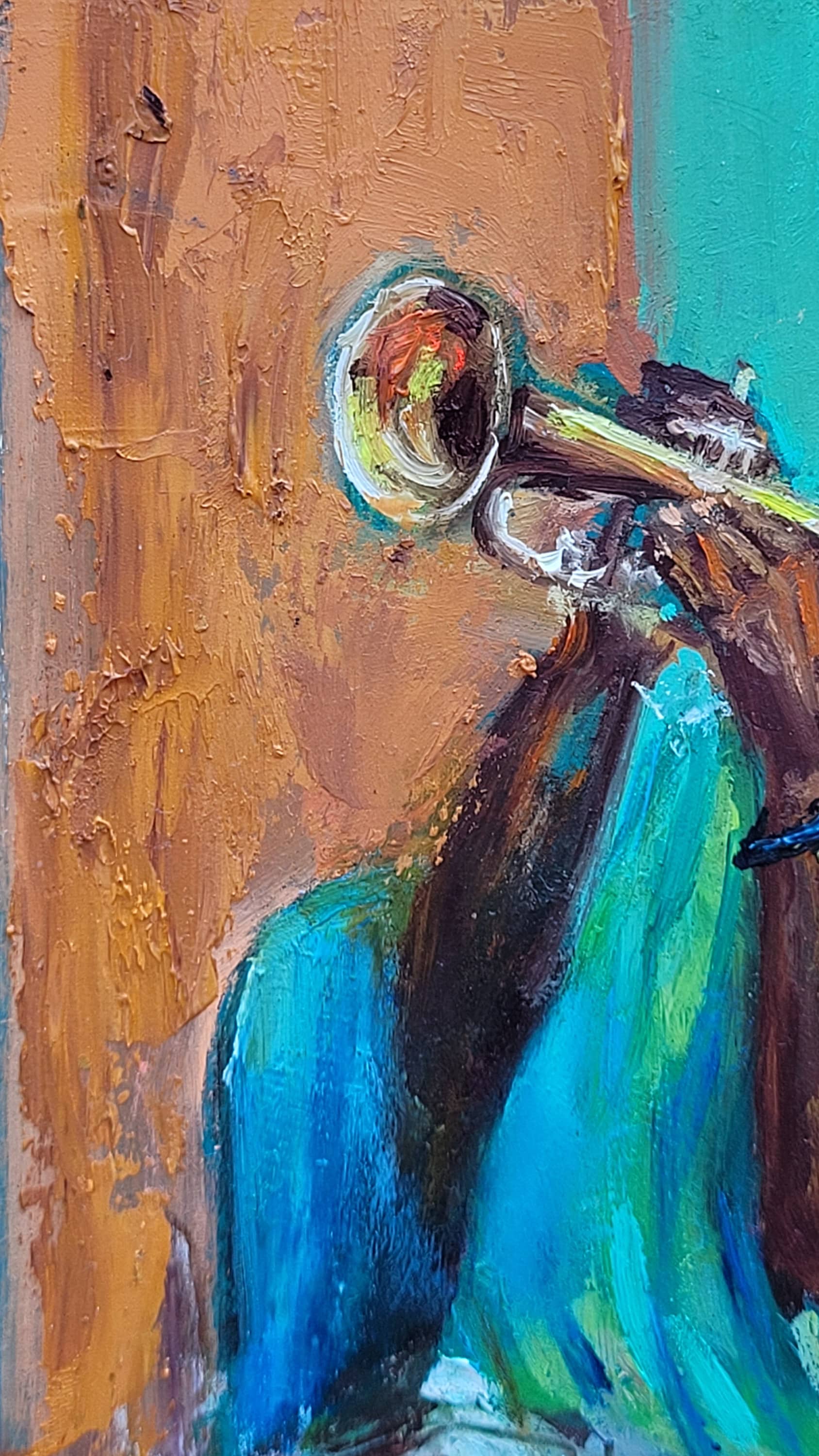 ジャズミュージシャンの絵画 トランペッター オリジナルアート 音楽 