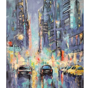 New York Oil Painting Canvas Cityscape Original Art City NYC Artwork Architecture Wall Art