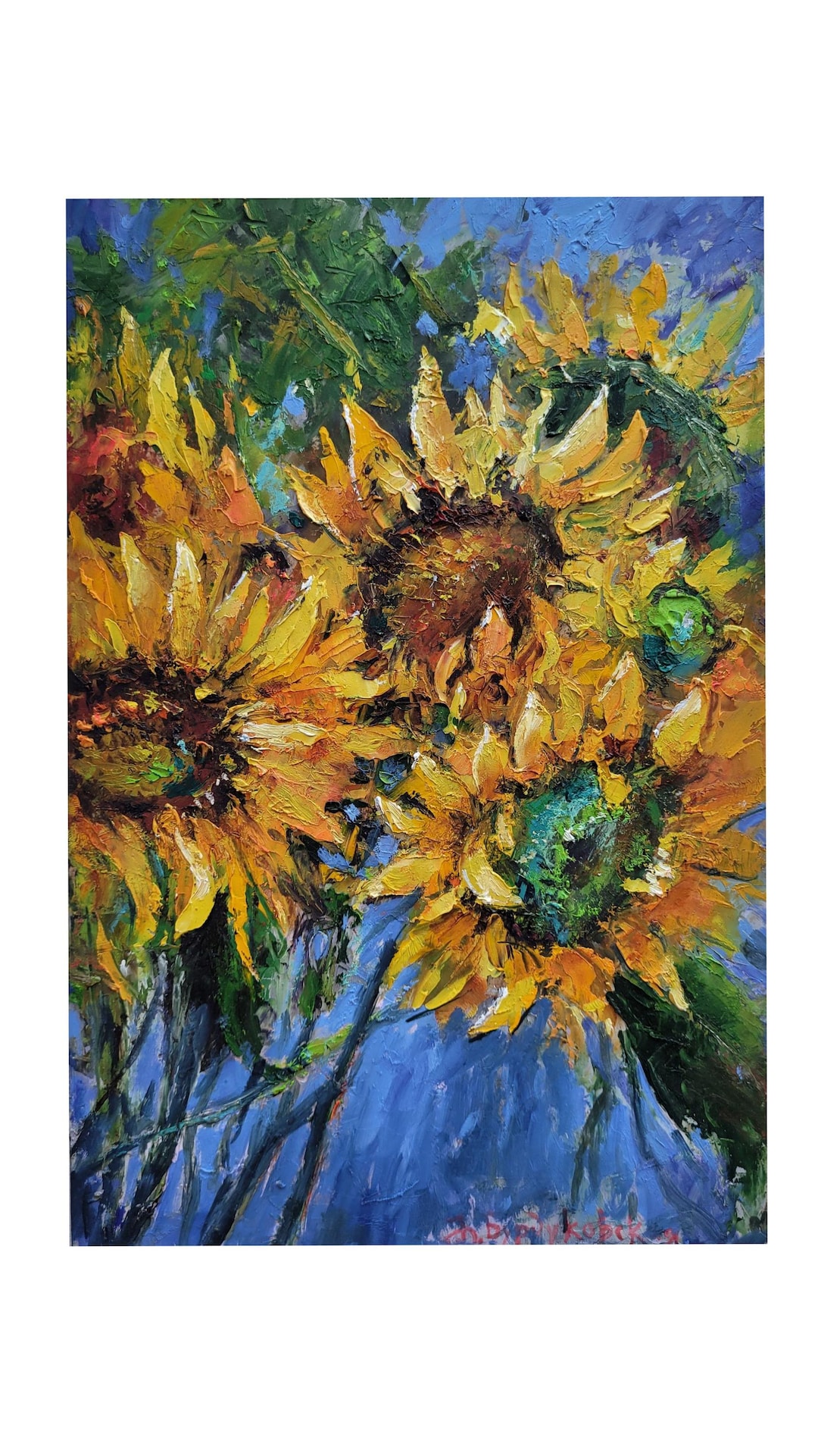 Impasto Sunflower Oil Painting: Floral Fields Original Art 8x12 In - Etsy