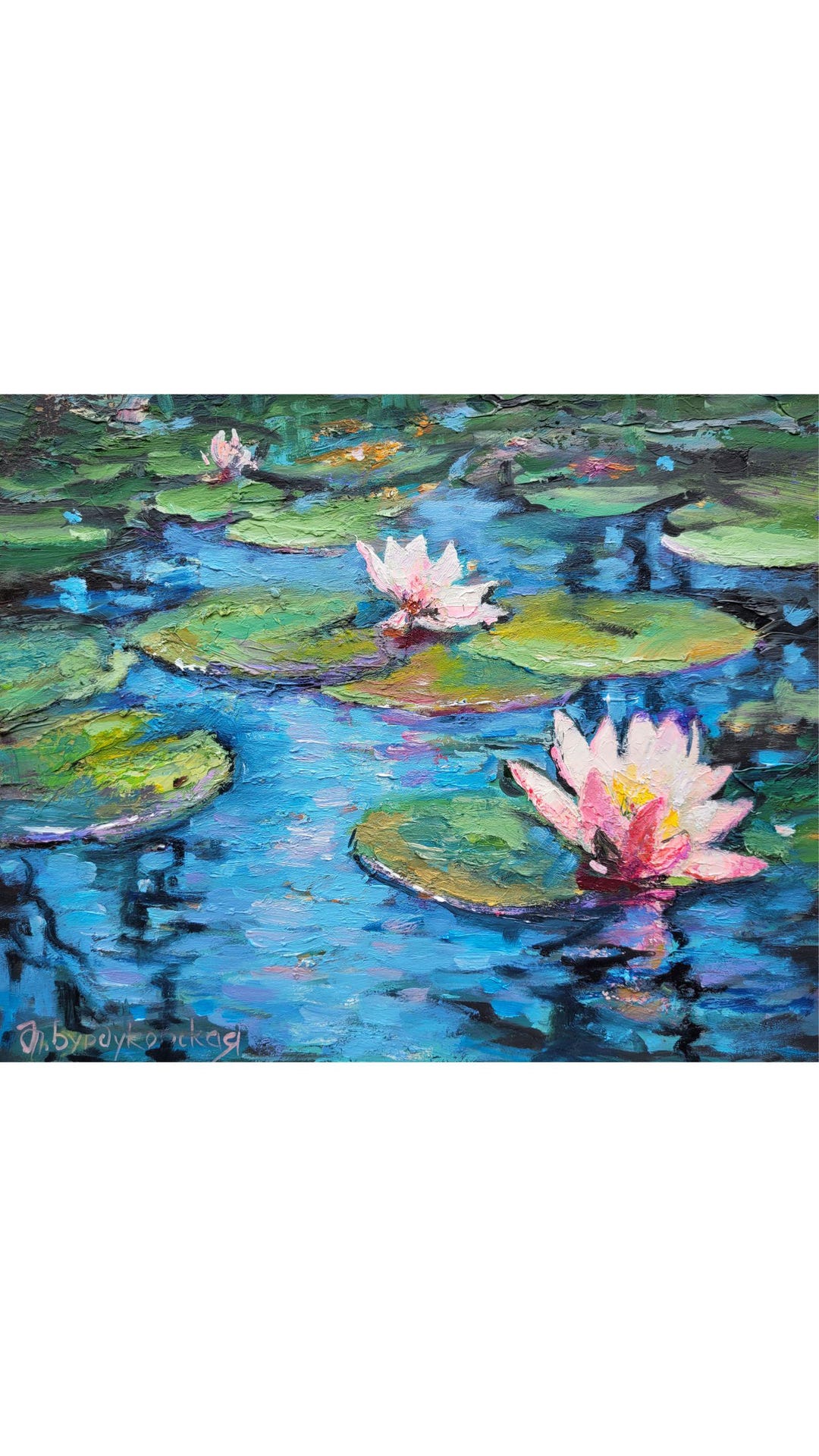 Water Lily Oil Painting: Original Lotus Pond Art (8x10) - Etsy