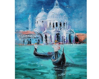 Venise, peinture Italie Art original architecture, art mural, paysage urbain, oeuvre d'art 20 x 10 po. par NatalyArtUa