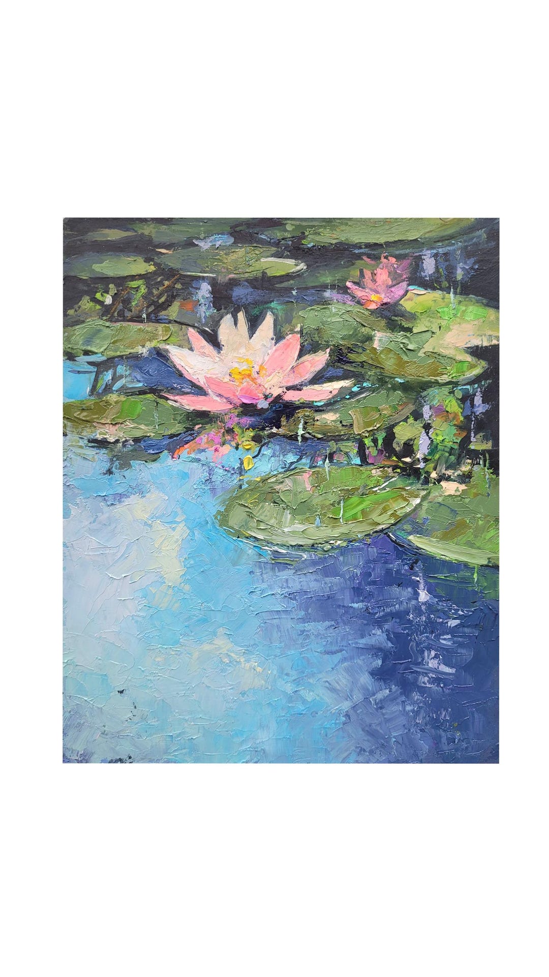 Water Lily Oil Painting: Monet Style Pond Wall Art, 8x8 Original - Etsy