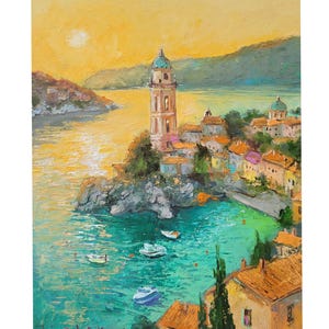 Como Lake Painting Italy Original Art Landscape Wall Art Mountain Artwork Travel gift