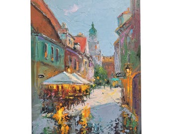 Stadt Landschaft Ölgemälde Stadtbild Original Kunst Architektur Italien Wandbild von NatalyArtUa
