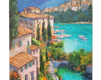 Lake Como Painting Italy Original Art Landscape Wall Art Mountain Artwork Travel gift