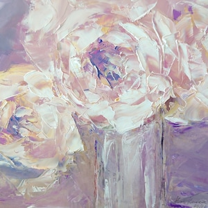 Original oil painting peony painting peony wall art floral art flowers art peony by alinakarevart