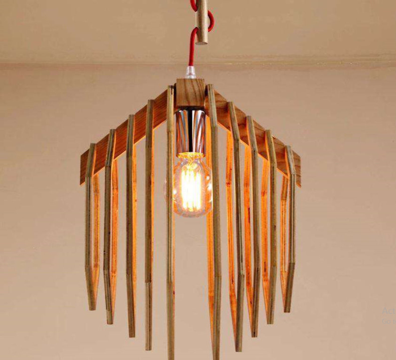 Hexagon 3D Wooden Light Ceiling Light Wood Ceiling Light Etsy