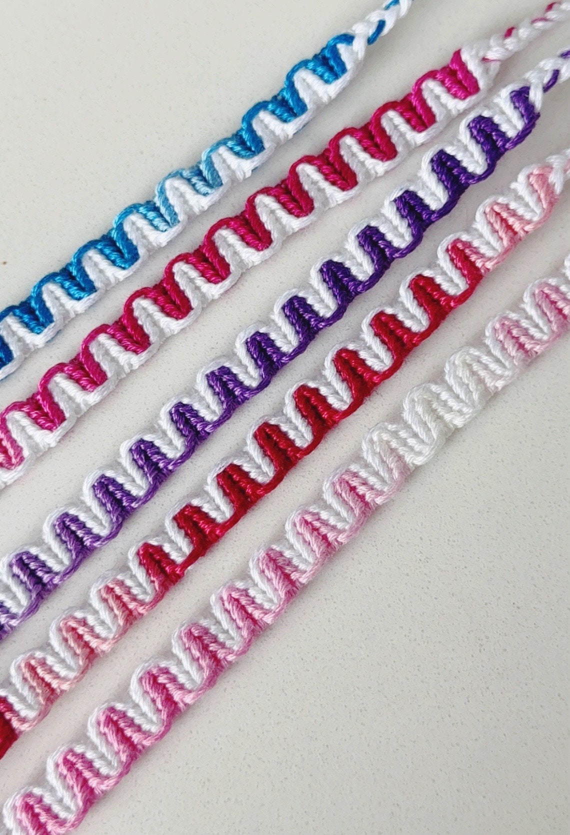 Thread Breaclets VERTICAL WAVE BRACELET. Ombre Thread Friendship Bracelet. Embroidery ...