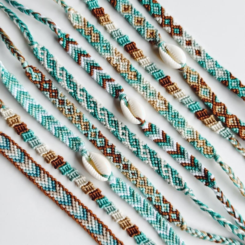 THREAD FRIENDSHIP BRACELETS. Coconut Beach Set! Stackable Tie on ...