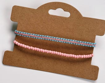 BRACELET SET of 2. Friendship bracelets. Glass seed beads. Macrame square knot bracelet. Summer jewelry. Stackable bracelets. SpudStyle