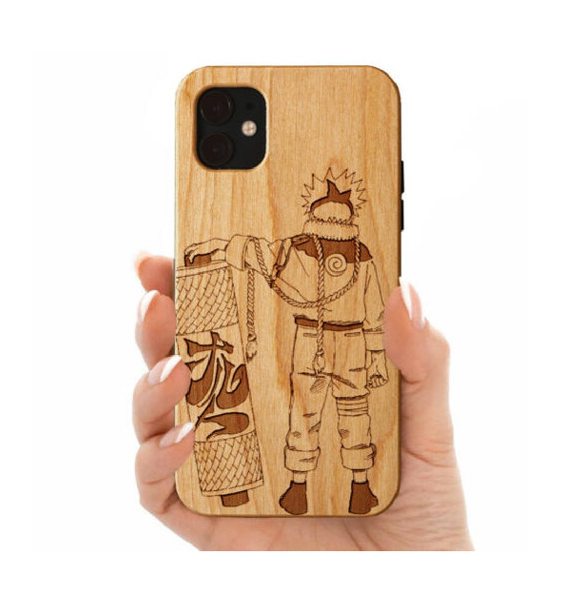 IPhone 12 Mini Case Anime Engraved Wood Phone Case Japan Etsy