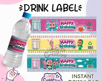 cry drink label printable birthday party babies drink label etsy