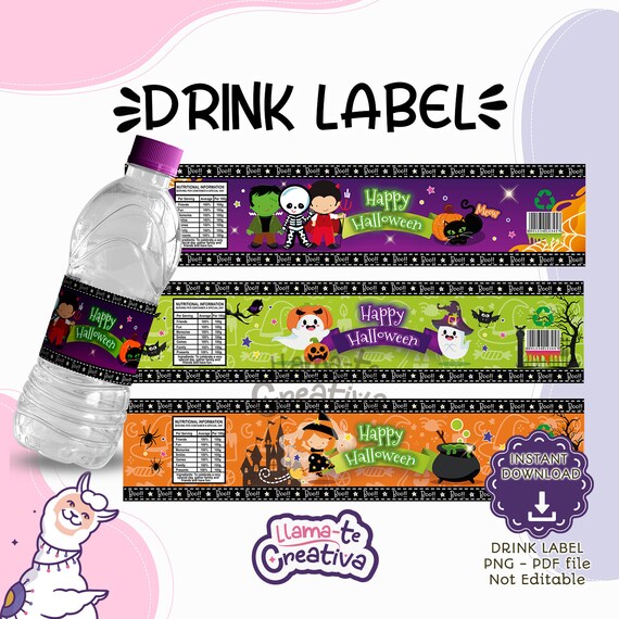 Halloween Drink Label Printable Birthday Party Halloween - Etsy