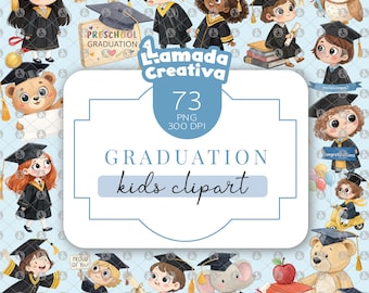 Bundle Graduation boys and girls clip art, graduation digital download, graduation kids clip art, preschool, Instant download