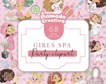 Spa Party Clipart, Girl Spa Party, Bath & Spa, Spa Girls, Girl Spa party, Instant download